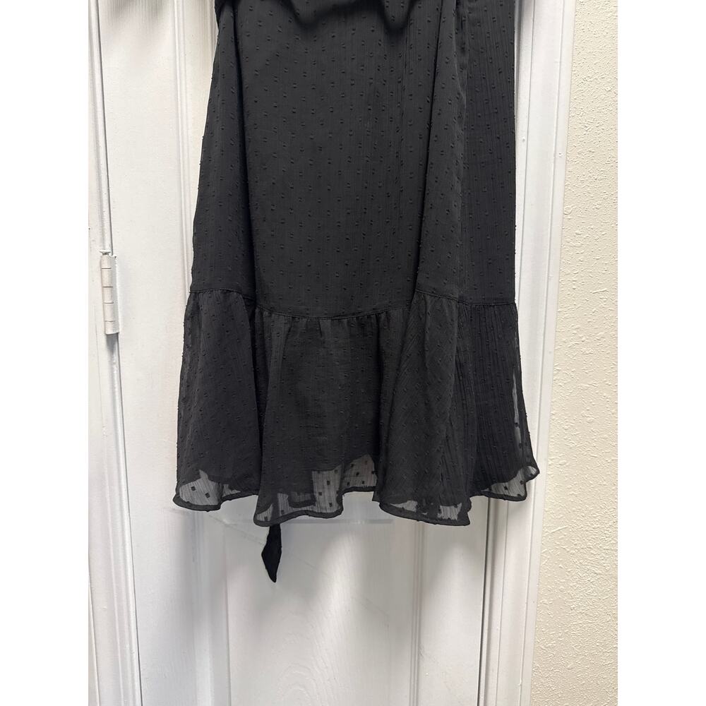 AllSaints Sienna Clip Swiss Dot Ruffle Wrap Dress Black Whimsigoth Size Small - Picture 6 of 8